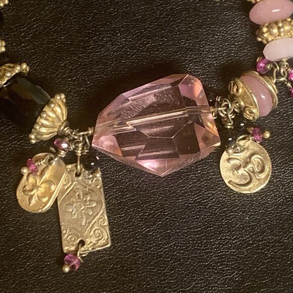 Schaef Designs Charm Bracelet Gold Vermeil, Black Onyx, Crystals & Rose Quartz - Picture 8 of 10